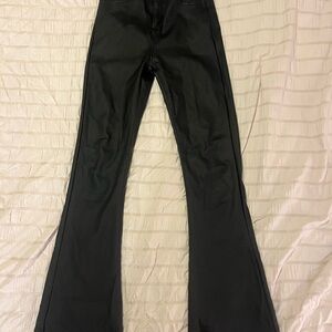 Edikted Black Leather Flare Pants Size M